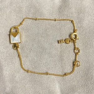 NWOT MK 14k gold mother of pearl lock bracelet